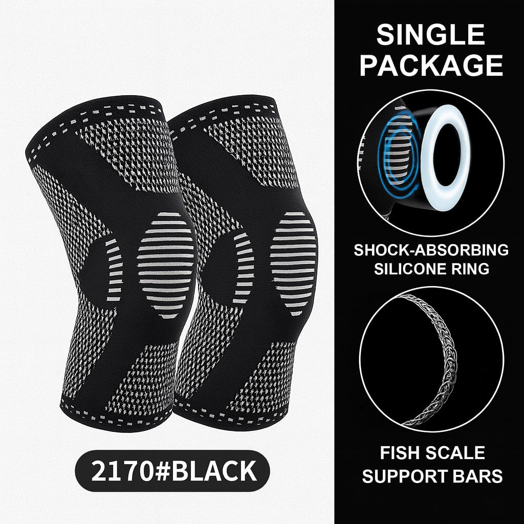 Copper-Spandex Fiber Silicone Knee Support