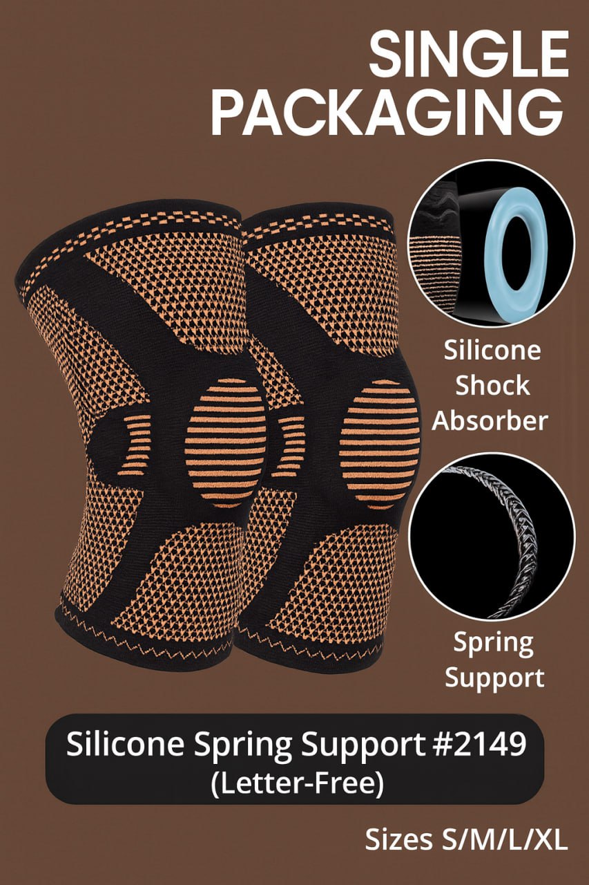 Copper-Spandex Fiber Silicone Knee Support