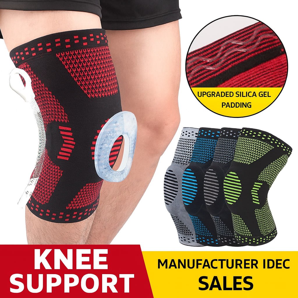 Copper-Spandex Fiber Silicone Knee Support